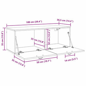 Τοίχου Ντουλάπα Επιτοίχιο Μαύρη Οξυά 100 x 36,5 x 35 cm - Pakobazaar