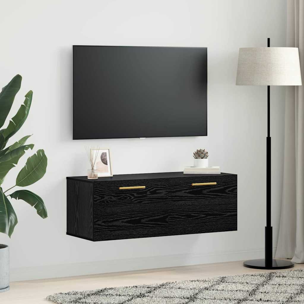 Ντουλάπα Τοίχου Επιτοίχιο Μαύρη δρυς 100 x 36.5 x 35 cm