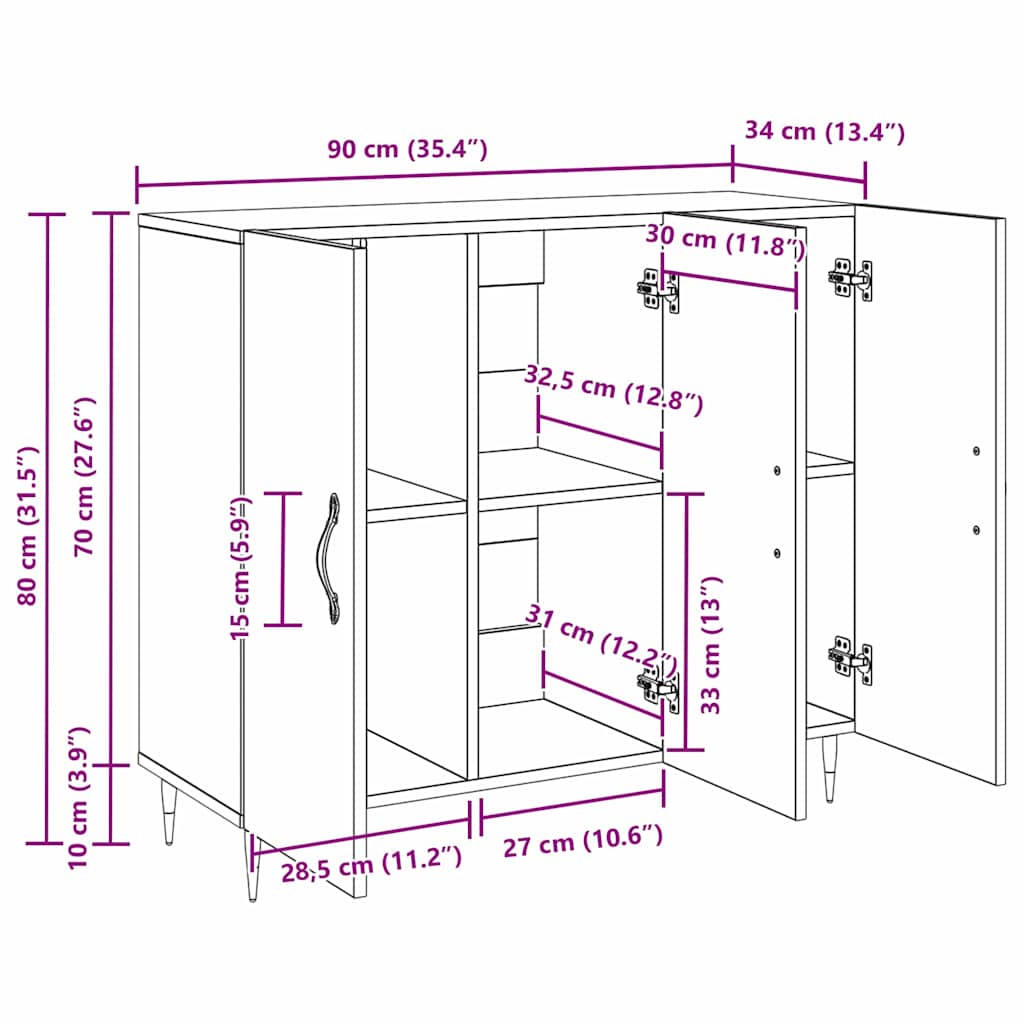 Πλαϊνό γραφείο Παλιό ξύλο 90 x 34 x 80 εκ. Επεξεργασμένο ξύλο - Pakobazaar