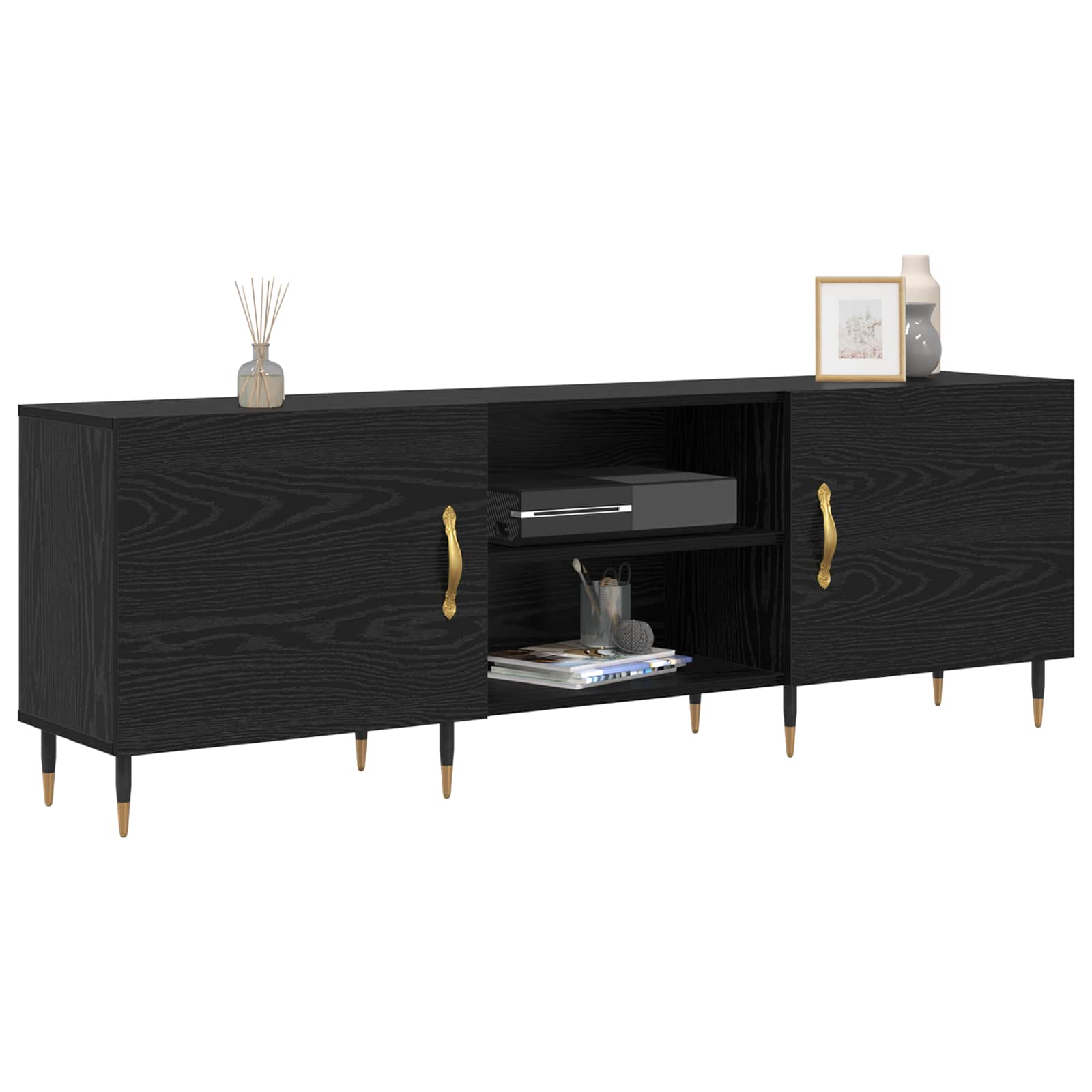 Ντουλάπι TV Μαύρη δρυς 150 x 30 x 50 cm Επεξεργασμένο ξύλο - Pakobazaar