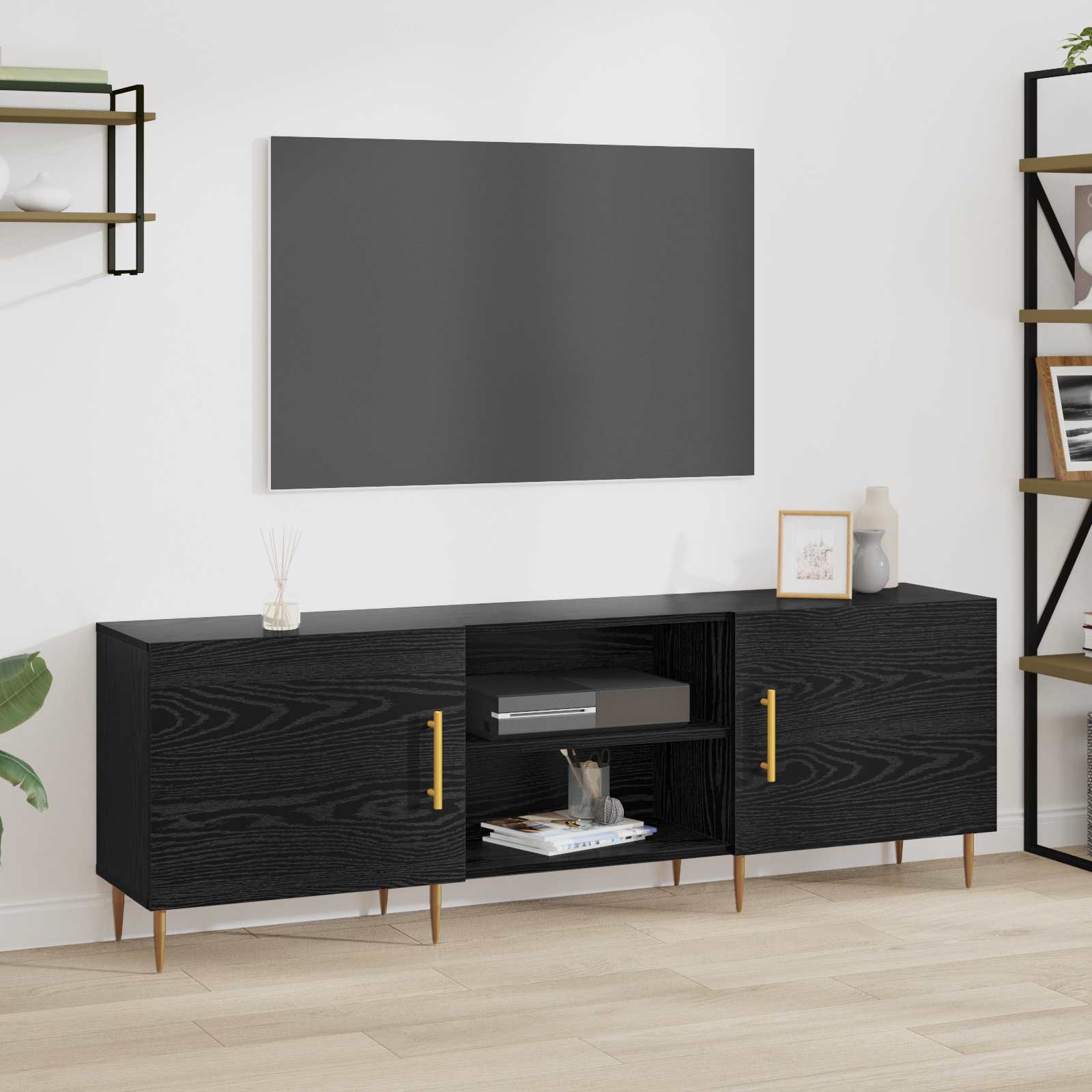 Ντουλάπι TV Μαύρη δρυς 150 x 30 x 50 cm Επεξεργασμένο ξύλο - Pakobazaar