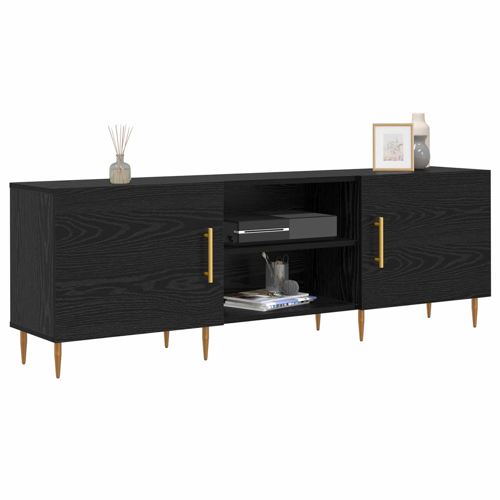 Ντουλάπι TV Μαύρη δρυς 150 x 30 x 50 cm Επεξεργασμένο ξύλο - Pakobazaar