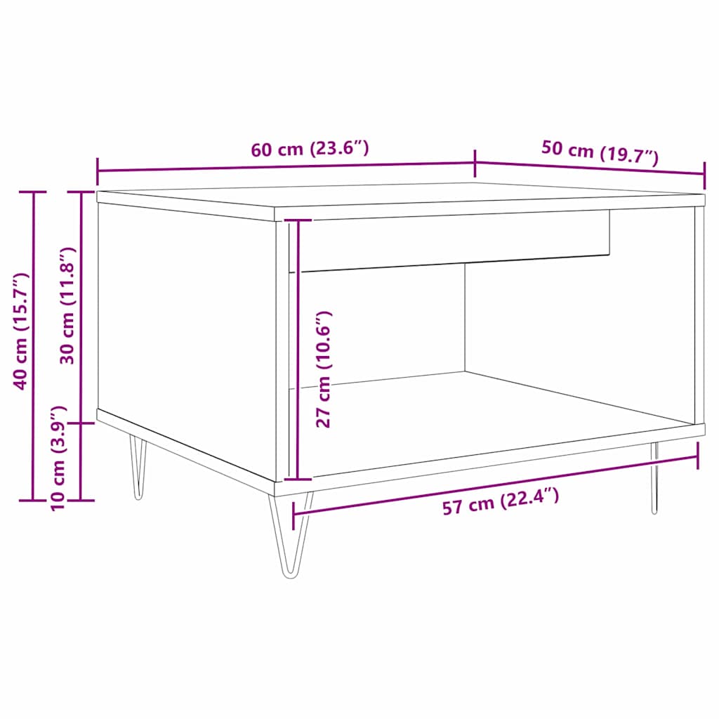 Τραπεζάκι σαλονιού Μαύρη δρυς 60 x 50 x 40 εκ