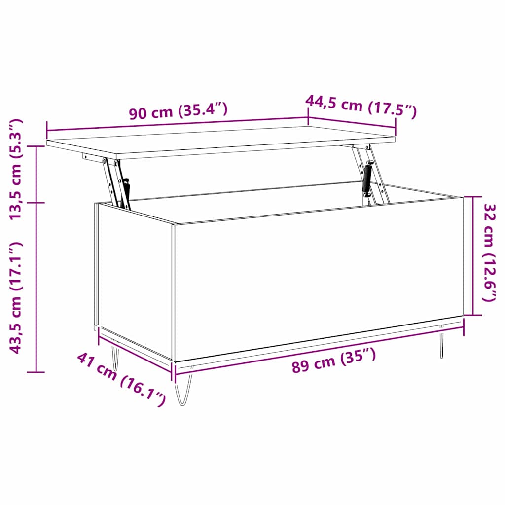 Τραπεζάκι σαλονιού artisan δρυς 90 x 44.5 x 45 εκ.