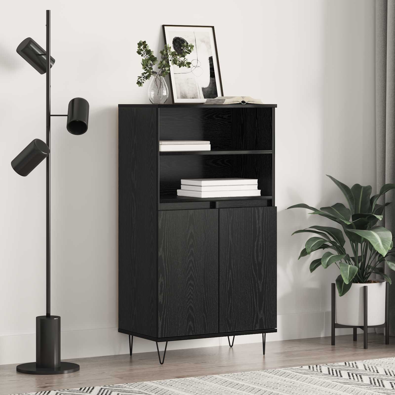 Highboard Μαύρο 60 x 36 x 110 εκ. Επεξεργασμένο ξύλο - Pakobazaar