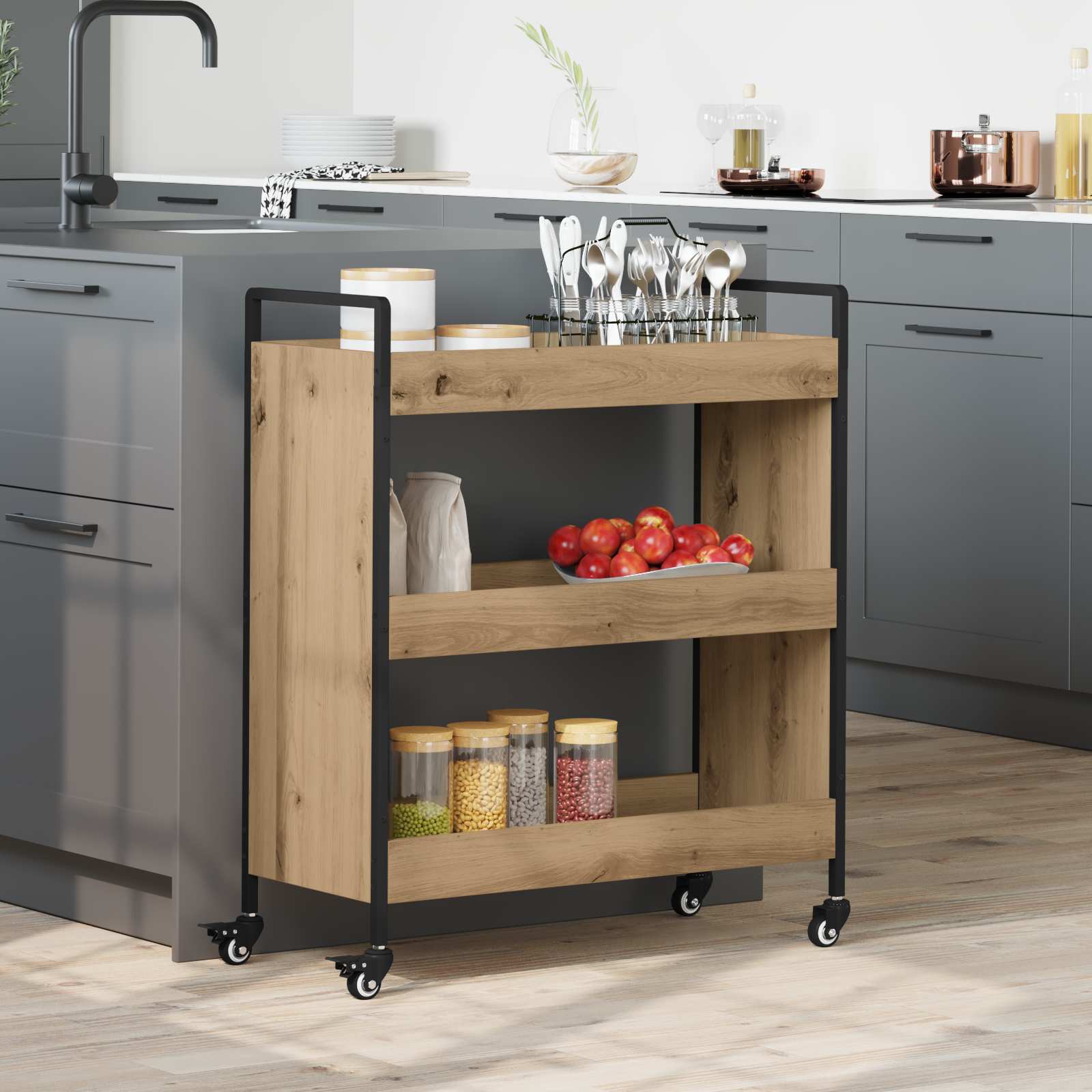 Καρότσι Κουζίνας Artisan Oak 70 x 30 x 82 εκ Επεξεργασμένο ξύλο - Pakobazaar
