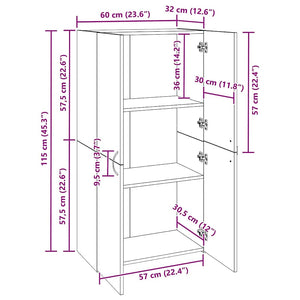 Γραφείο Ντουλάπι Μαύρη Δρυς 60 x 32 x 115 cm Επεξεργασμένο Ξύλο