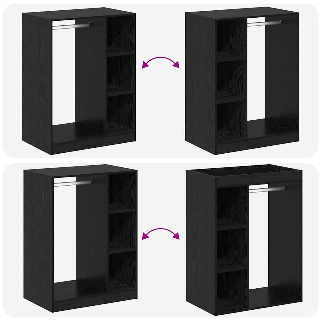 Ντουλάπι με ράφι με αποθήκευση Μαύρη Οξυά 77 x 48 x 102 cm