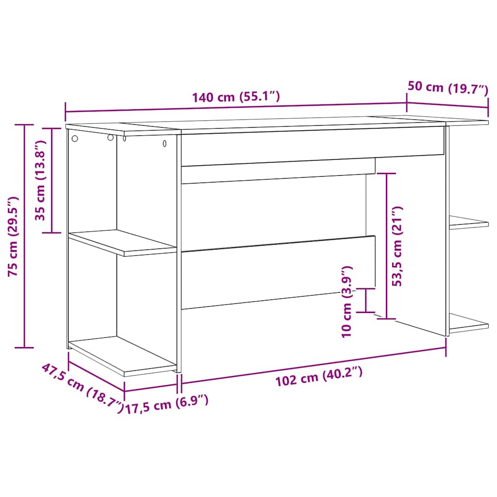 Γραφείο artisan δρυς 140 x 50 x 75 εκ. Επεξεργασμένο ξύλο - Pakobazaar