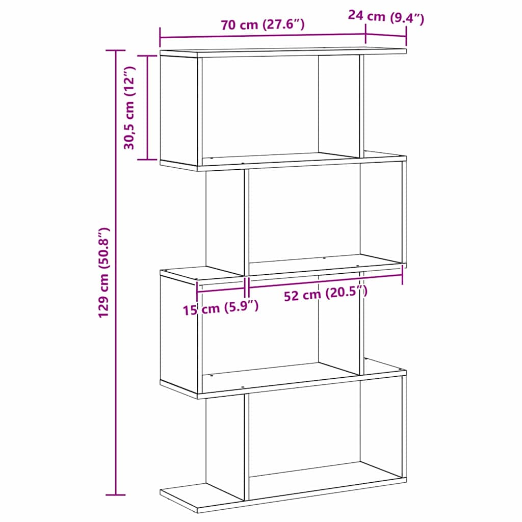 Βιβλιοθήκη Μαύρη Οξυά 70 x 24 x 129 εκ. Επεξεργασμένο ξύλο - Pakobazaar