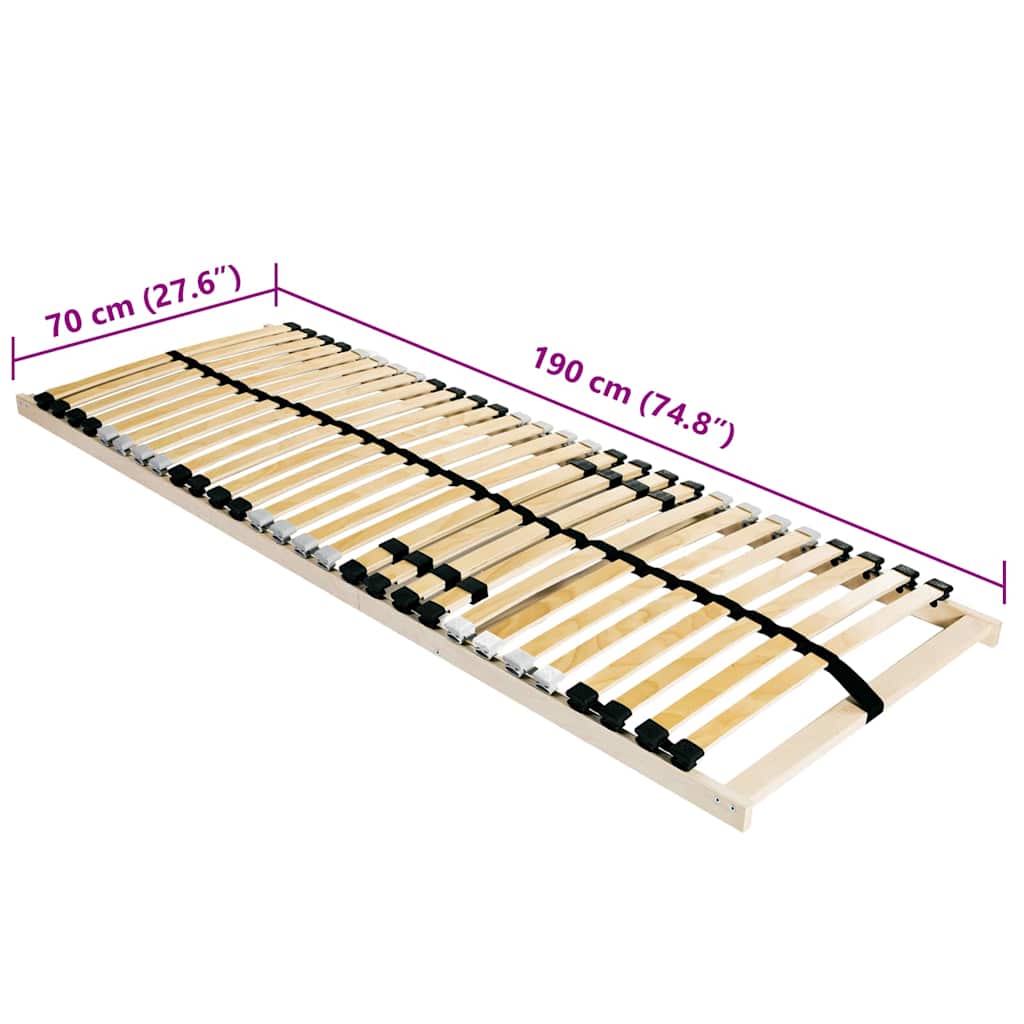 Βάση κρεβατιού με λάμες Καφέ 70 x 190 cm Στερεό ξύλο οξιάς