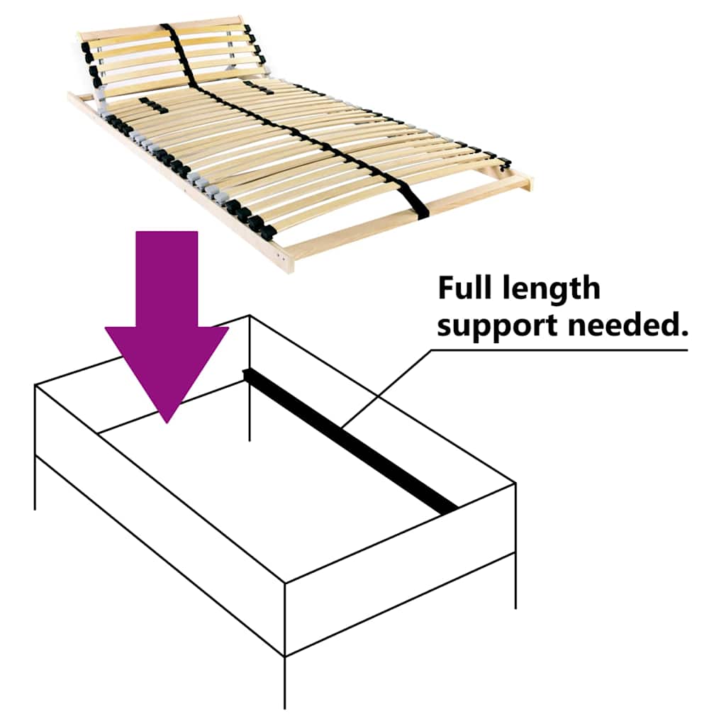 Βάση κρεβατιού με λάμες Καφέ 90 x 190 cm Στερεό ξύλο οξιάς - Pakobazaar