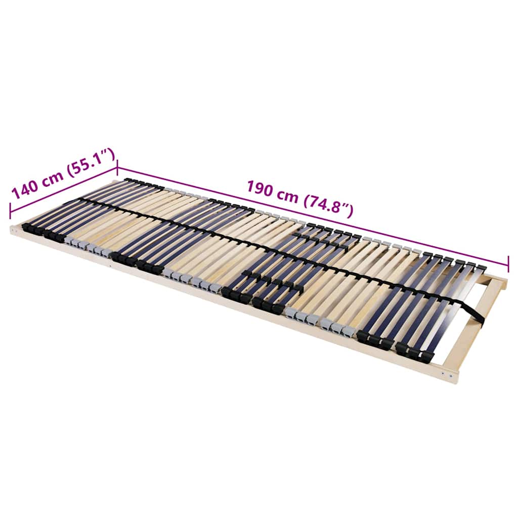 Βάση κρεβατιού με λάμες Καφέ 140 x 190 cm Στερεό ξύλο οξιάς