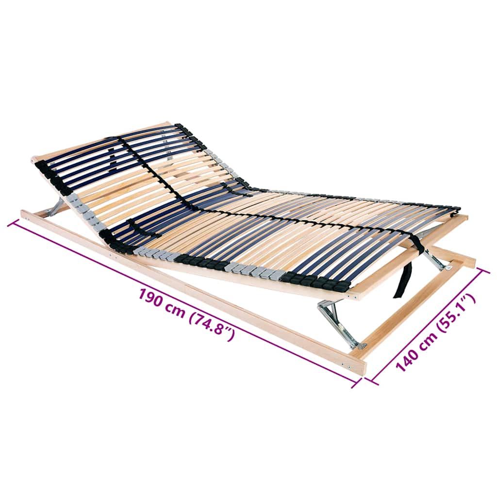 Βάση κρεβατιού με λάμες Καφέ 140 x 190 cm Στερεό ξύλο οξιάς - Pakobazaar