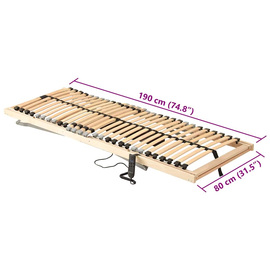 Βάση κρεβατιού με λάμες Καφέ 80 x 190 cm Στερεό ξύλο οξιάς - Pakobazaar