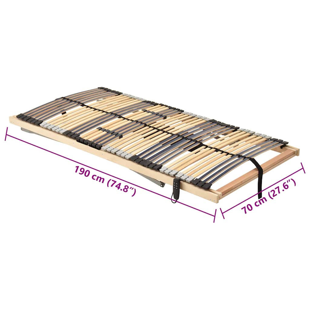 Βάση κρεβατιού με λάμες Καφέ 70 x 190 cm Στερεό ξύλο οξιάς - Pakobazaar