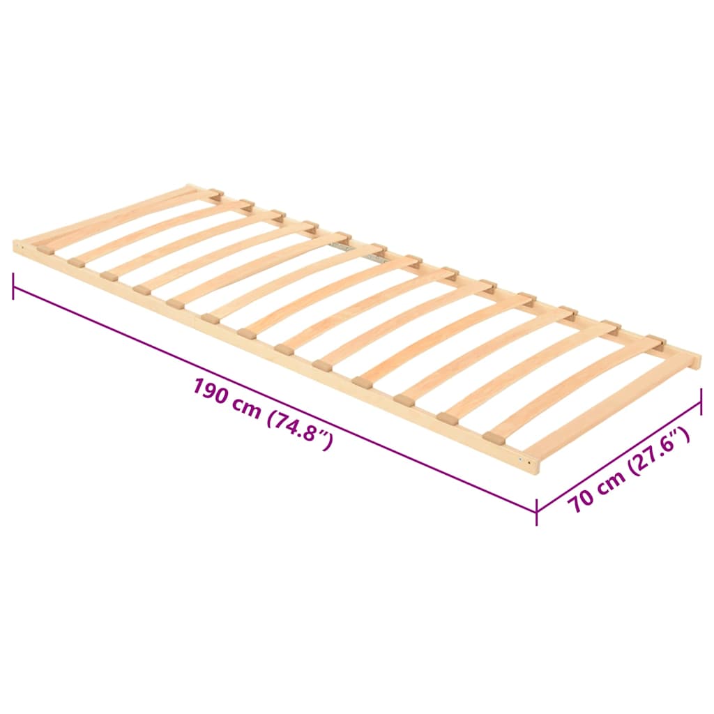 Βάση κρεβατιού με λάμες Καφέ 70 x 190 cm Στερεό ξύλο οξιάς - Pakobazaar