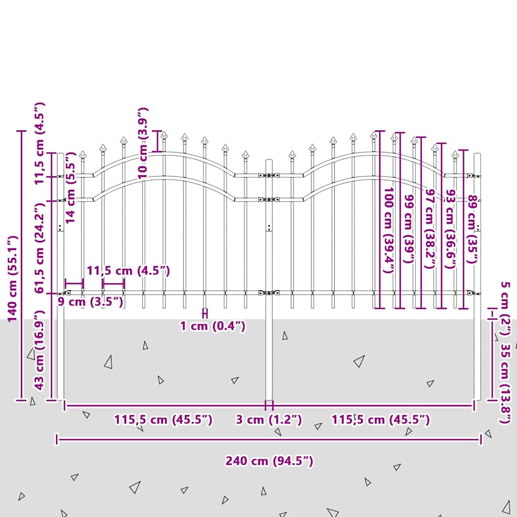 Φράχτης Κήπου Woerden Γκρι 240 x 140 cm