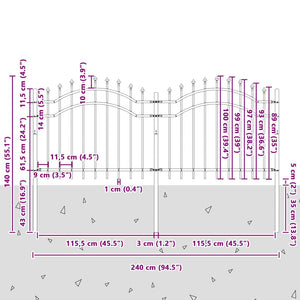 Φράχτης Κήπου WOERDEN 240 x 140 cm Ατσάλι με Επικάλυψη Πούδρας