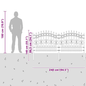 Φράχτης Κήπου KAMPEN 240 x 140 cm Ατσάλι με Επικάλυψη Πούδρας