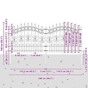 Φράχτης Κήπου KAMPEN 240 x 140 cm Ατσάλι με Επικάλυψη Πούδρας