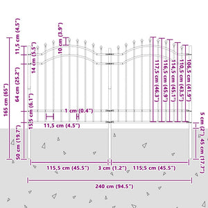 Φράχτης Κήπου WOERDEN 240 x 165 εκ. Ατσάλι με Επικάλυψη Πούδρας