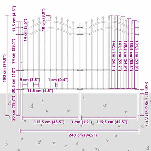 Φράχτης Κήπου WOERDEN 240 x 190 cm Ατσάλι με Επικάλυψη Πούδρας