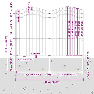 Φράχτης Κήπου WOERDEN 240 x 215 cm Ατσάλι με Επικάλυψη Πούδρας