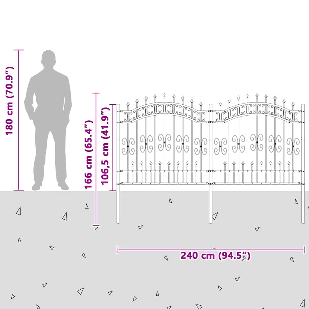 Φράχτης Κήπου Λευκό 240 x 166 εκ Ατσάλι με Επικάλυψη Πούδρας - Pakobazaar