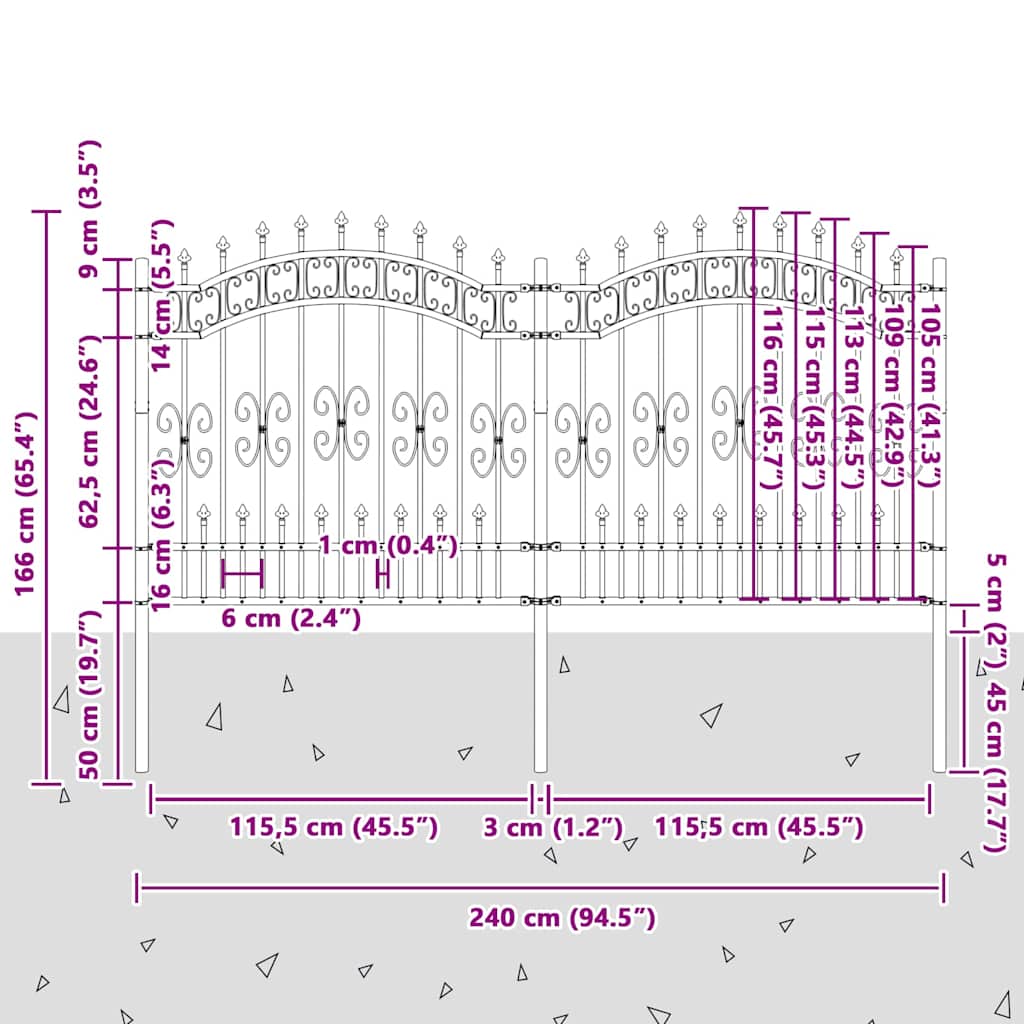Φράχτης Κήπου Λευκό 240 x 166 εκ Ατσάλι με Επικάλυψη Πούδρας - Pakobazaar