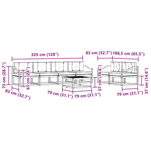 Σειρά Καναπέ Εξωτερικού με μαξιλάρι 6 pcs Λευκό και Μπεζ - Pakobazaar