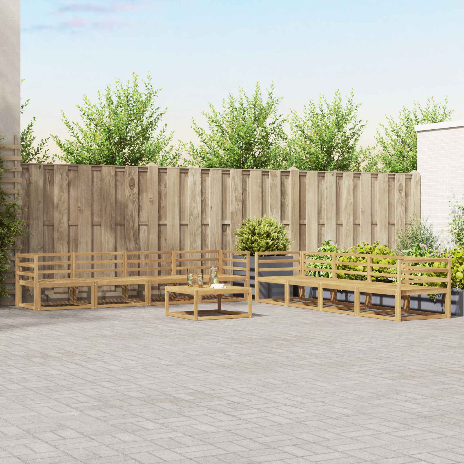 Σειρά Καναπέ Εξωτερικού 9 pcs Λευκό 79 x 79 x 37 εκ - Pakobazaar