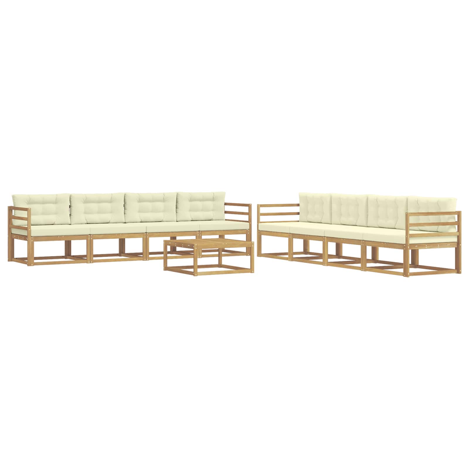 Σειρά Καναπέ Εξωτερικού 9 pcs Λευκό και Κρεμ 79 x 79 x 37 εκ - Pakobazaar
