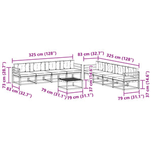 Σειρά Καναπέ Εξωτερικού 9 pcs Λευκό και Μπεζ 79 x 79 x 37 εκ - Pakobazaar