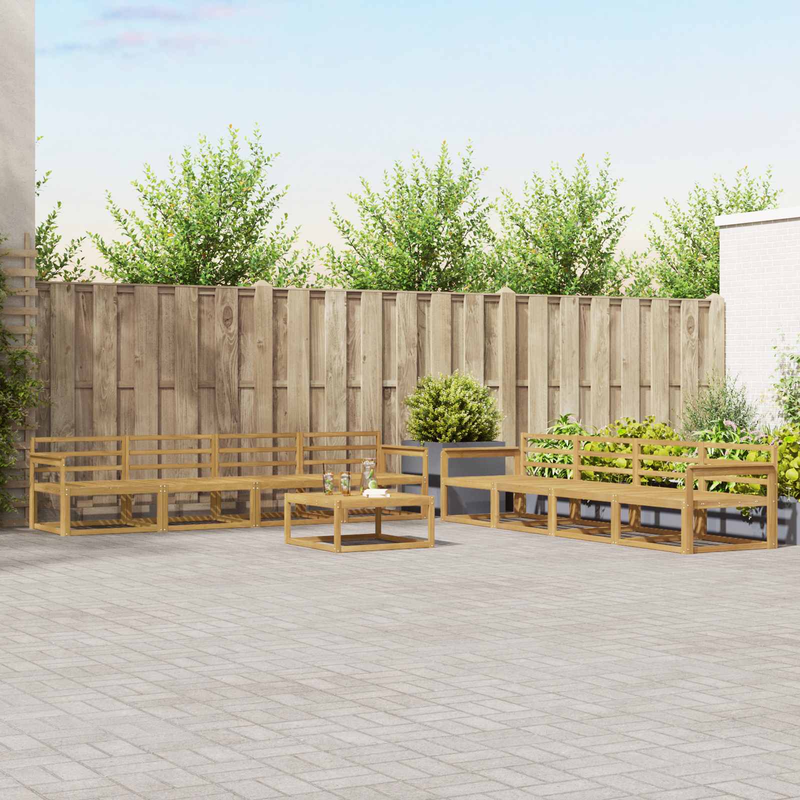 Σειρά Καναπέ Εξωτερικού 9 pcs Λευκό 79 x 79 x 37 εκ - Pakobazaar