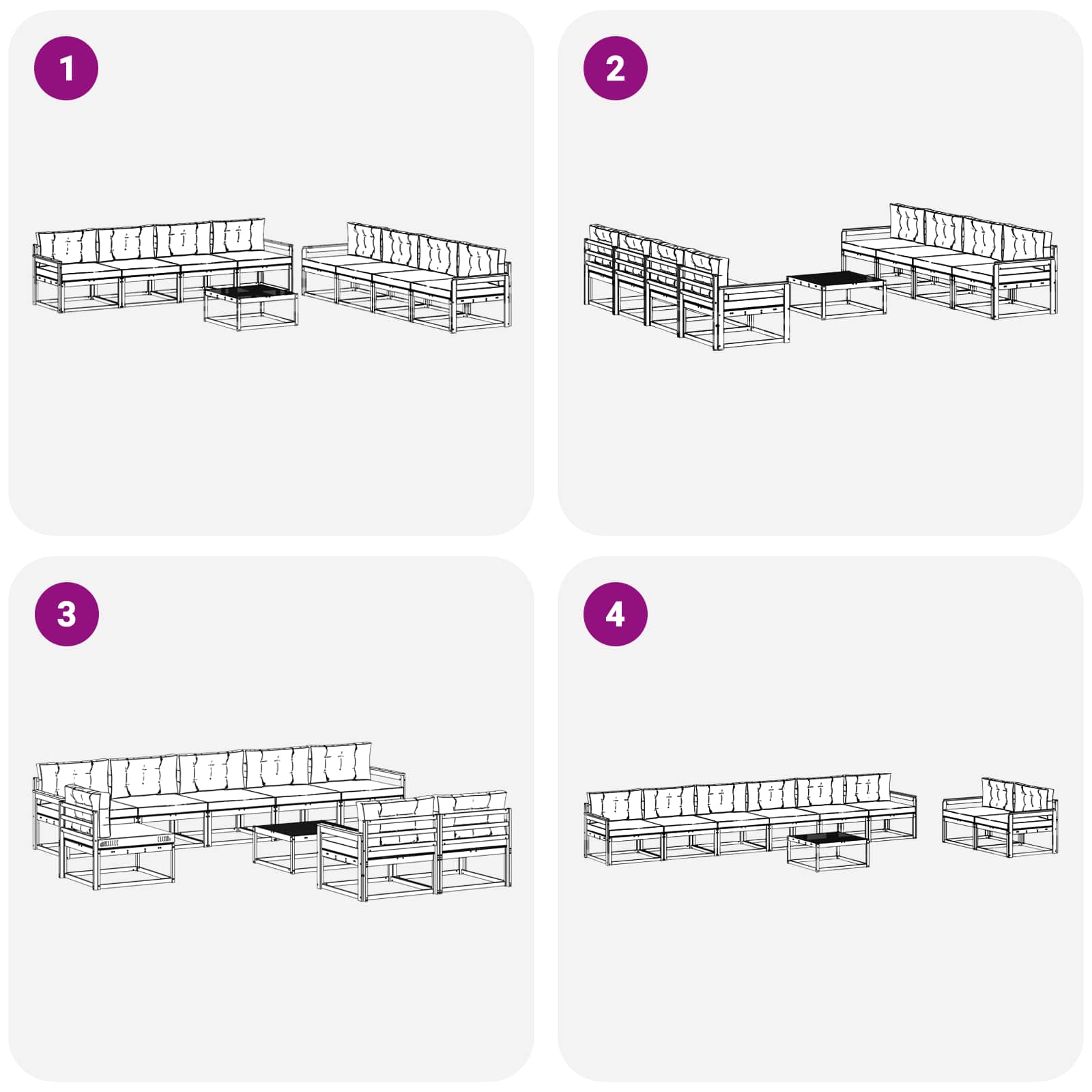 Σειρά Καναπέ Εξωτερικού 9 pcs Λευκό και Μπεζ 79 x 79 x 37 εκ - Pakobazaar