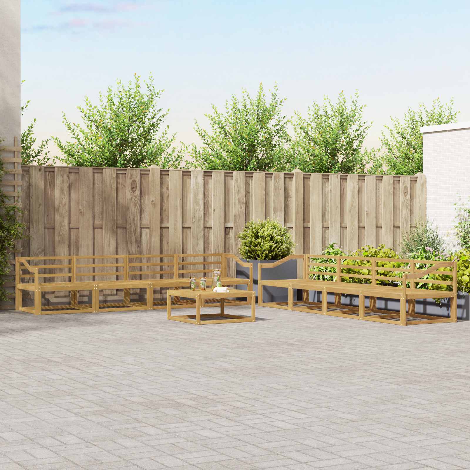 Σειρά Καναπέ Εξωτερικού 9 pcs Λευκό 79 x 79 x 37 εκ - Pakobazaar