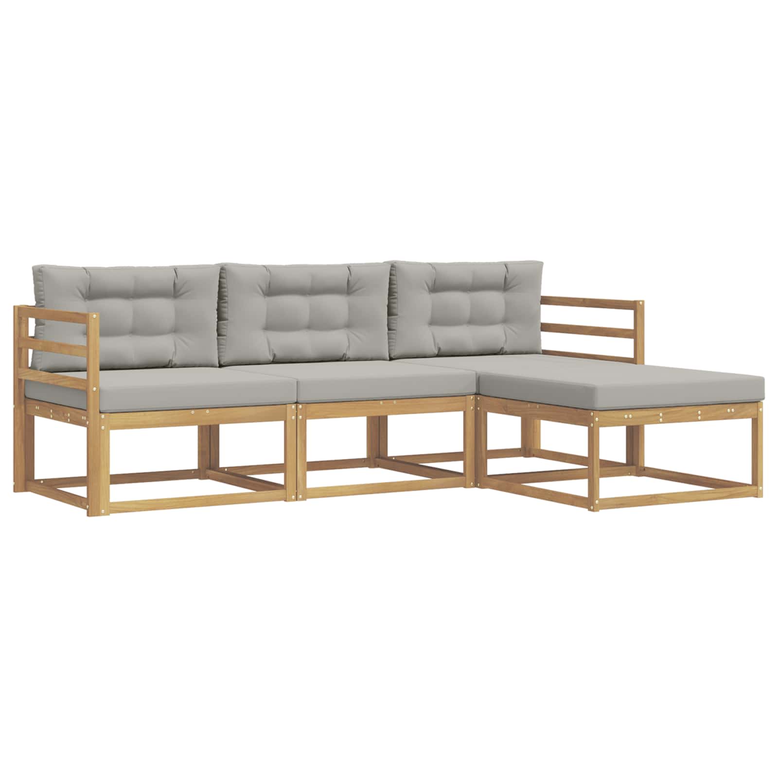 Σειρά Καναπέ Εξωτερικού 4 pcs Λευκό και Ανοιχτό Γκρι - Pakobazaar