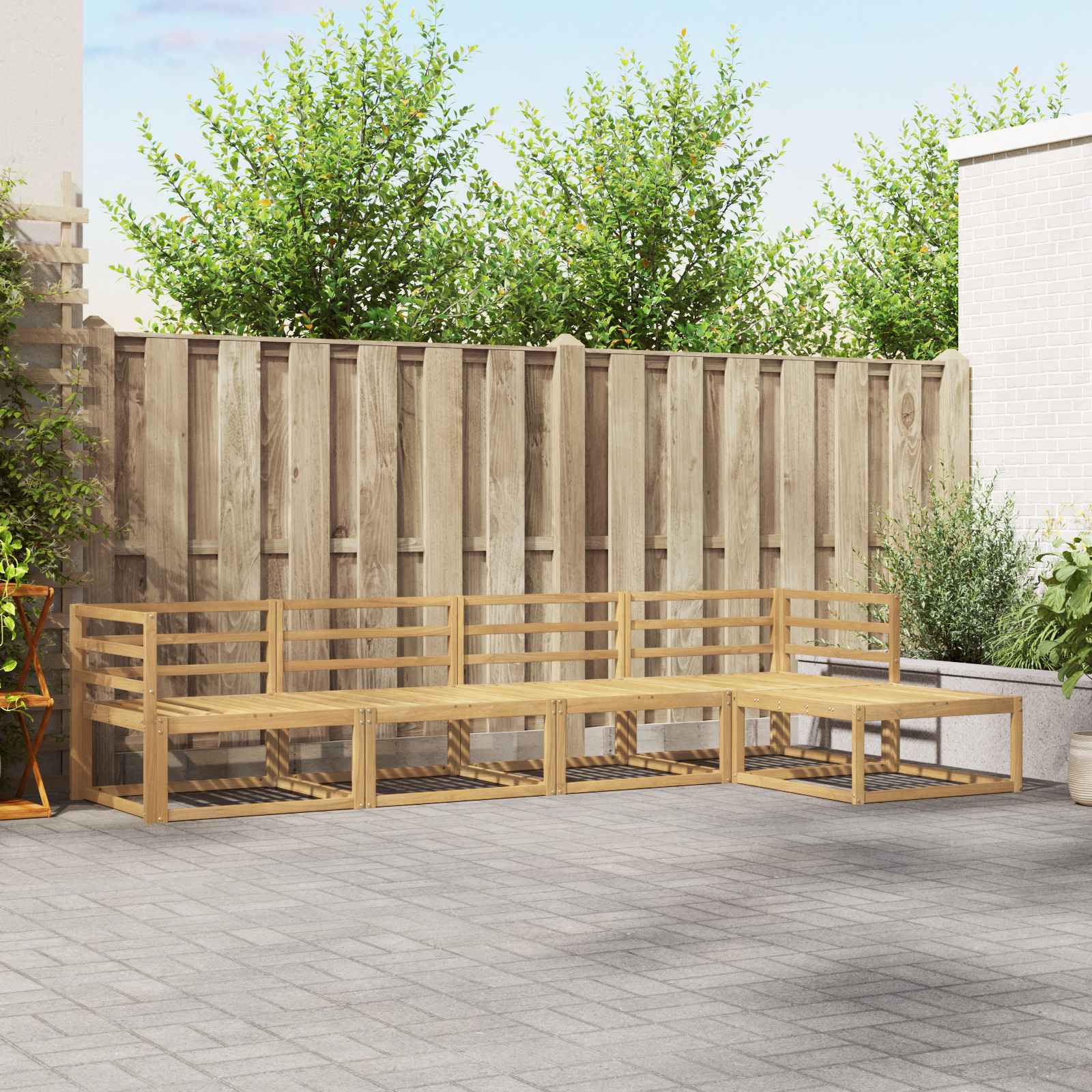 Σειρά Καναπέ Εξωτερικού 5 pcs Λευκό 325 x 162,5 x 73 εκ - Pakobazaar