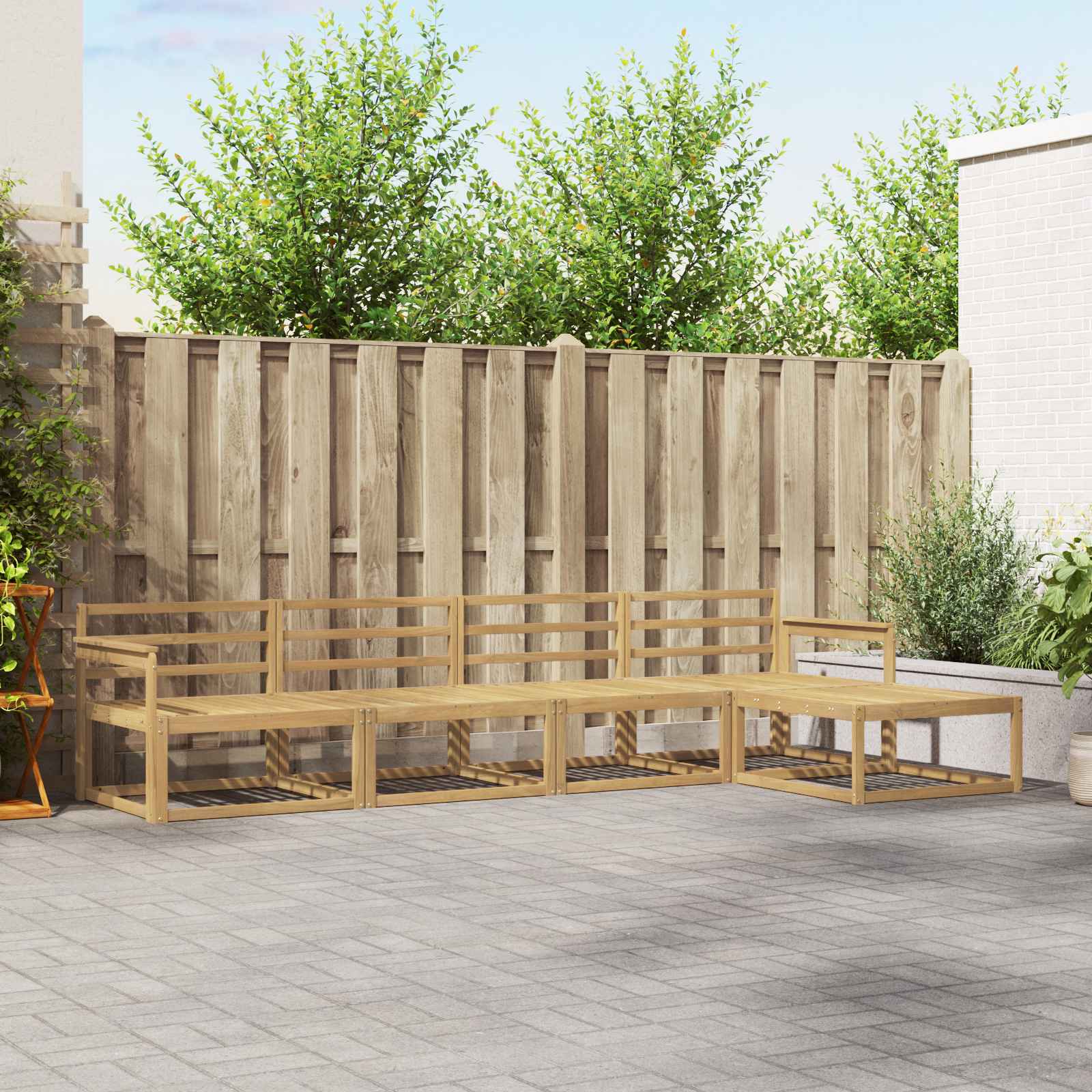 Σειρά Καναπέ Εξωτερικού 5 pcs Λευκό 329 x 162,5 x 73 εκ - Pakobazaar