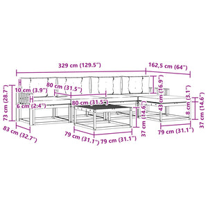 Σειρά Καναπέ Εξωτερικού 6 pcs Λευκό και Κρεμ 79 x 79 x 37 εκ - Pakobazaar