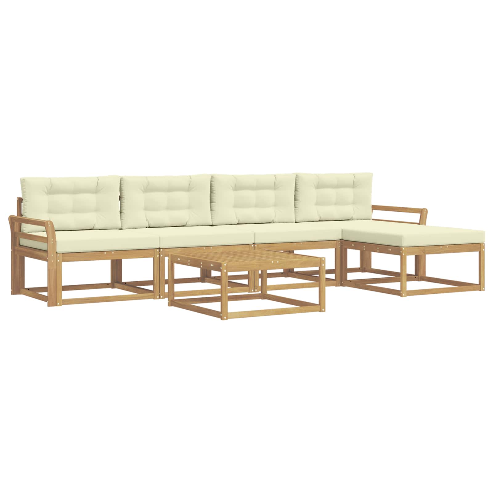 Σειρά Καναπέ Εξωτερικού 6 pcs Λευκό και Κρεμ 79 x 79 x 37 εκ - Pakobazaar