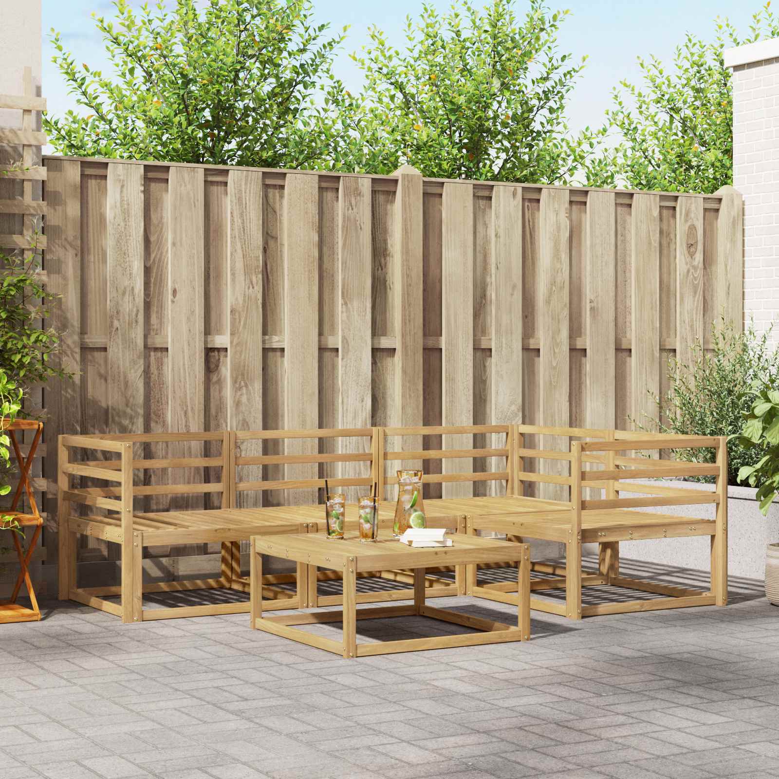 Σειρά Καναπέ Εξωτερικού 5 pcs Λευκό 79 x 79 x 37 εκ - Pakobazaar