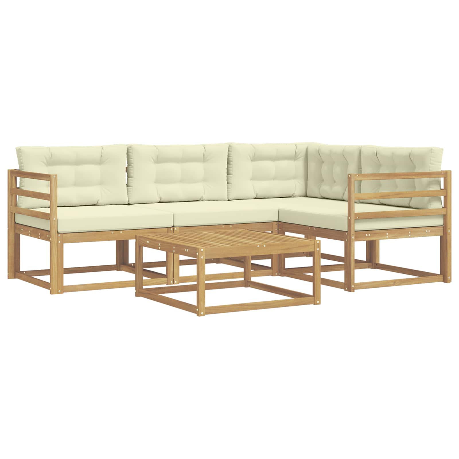 Σειρά Καναπέ Εξωτερικού 5 pcs Λευκό και Κρεμ 79 x 79 x 37 εκ - Pakobazaar