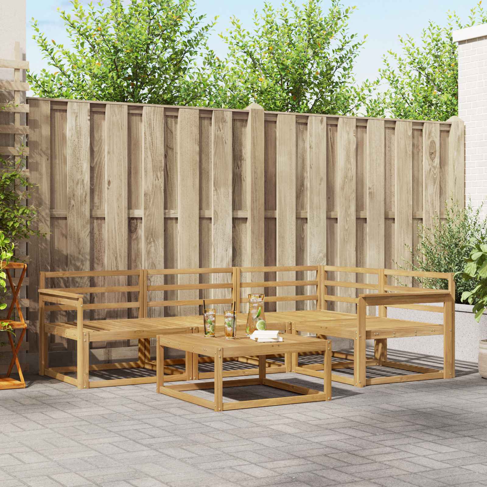 Σειρά Καναπέ Εξωτερικού 5 pcs Λευκό 79 x 79 x 37 εκ - Pakobazaar
