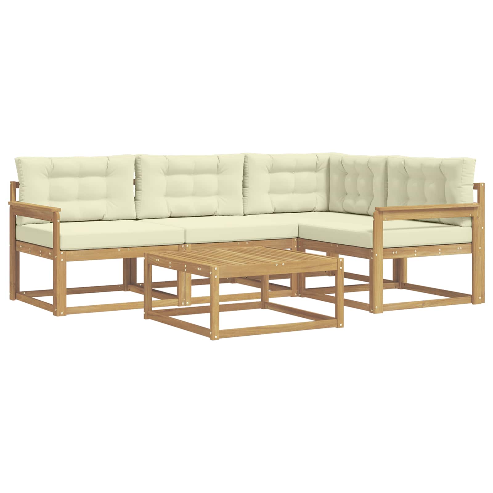 Σειρά Καναπέ Εξωτερικού 5 pcs Λευκό και Κρεμ 79 x 79 x 37 εκ - Pakobazaar