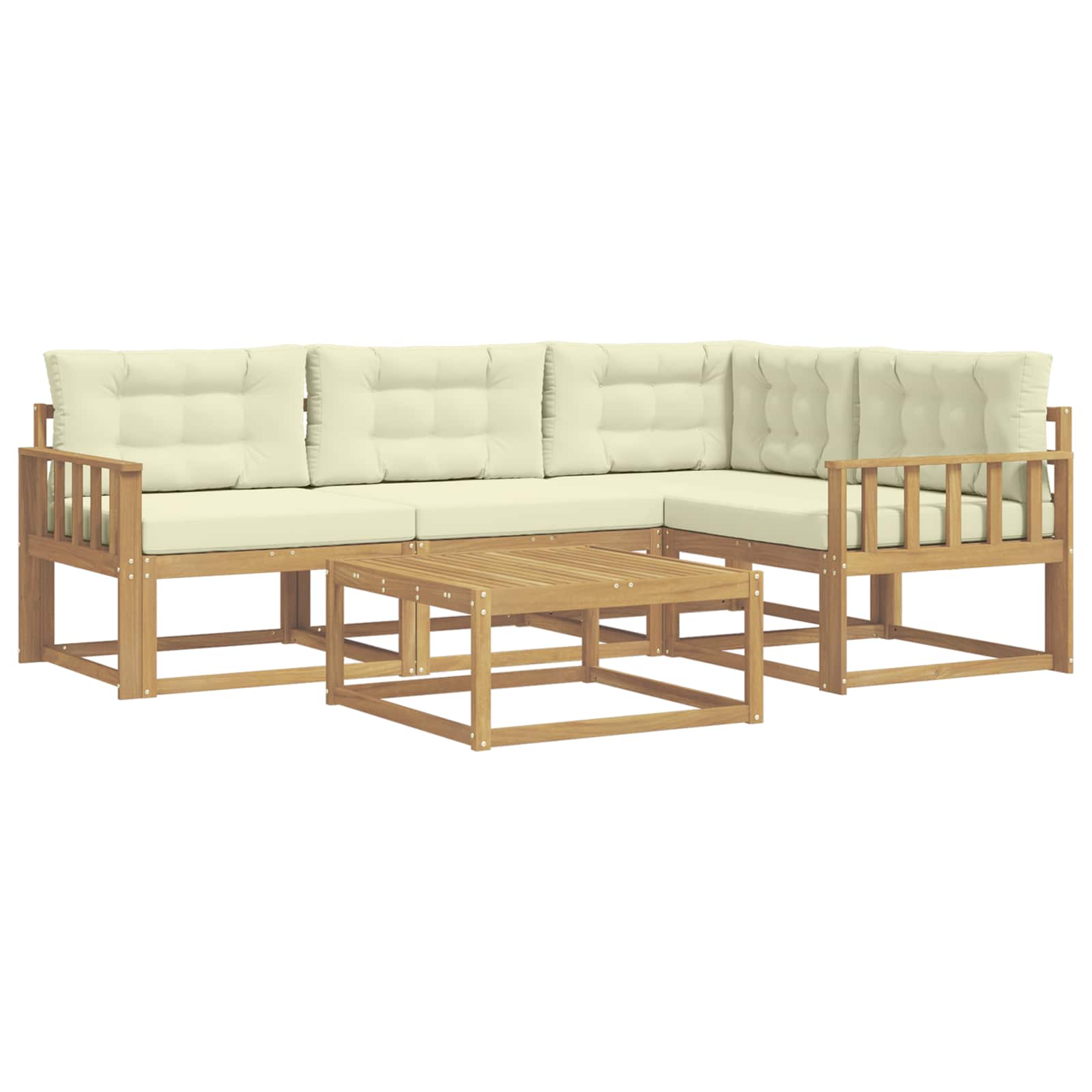 Σειρά Καναπέ Εξωτερικού 5 pcs Λευκό και Κρεμ 79 x 79 x 37 εκ - Pakobazaar