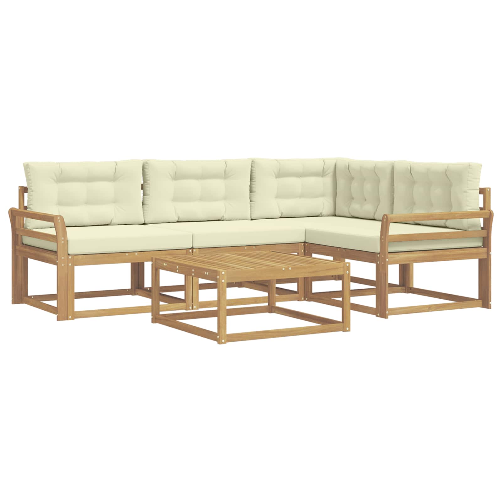 Σειρά Καναπέ Εξωτερικού 5 pcs Λευκό και Κρεμ 79 x 79 x 37 εκ - Pakobazaar