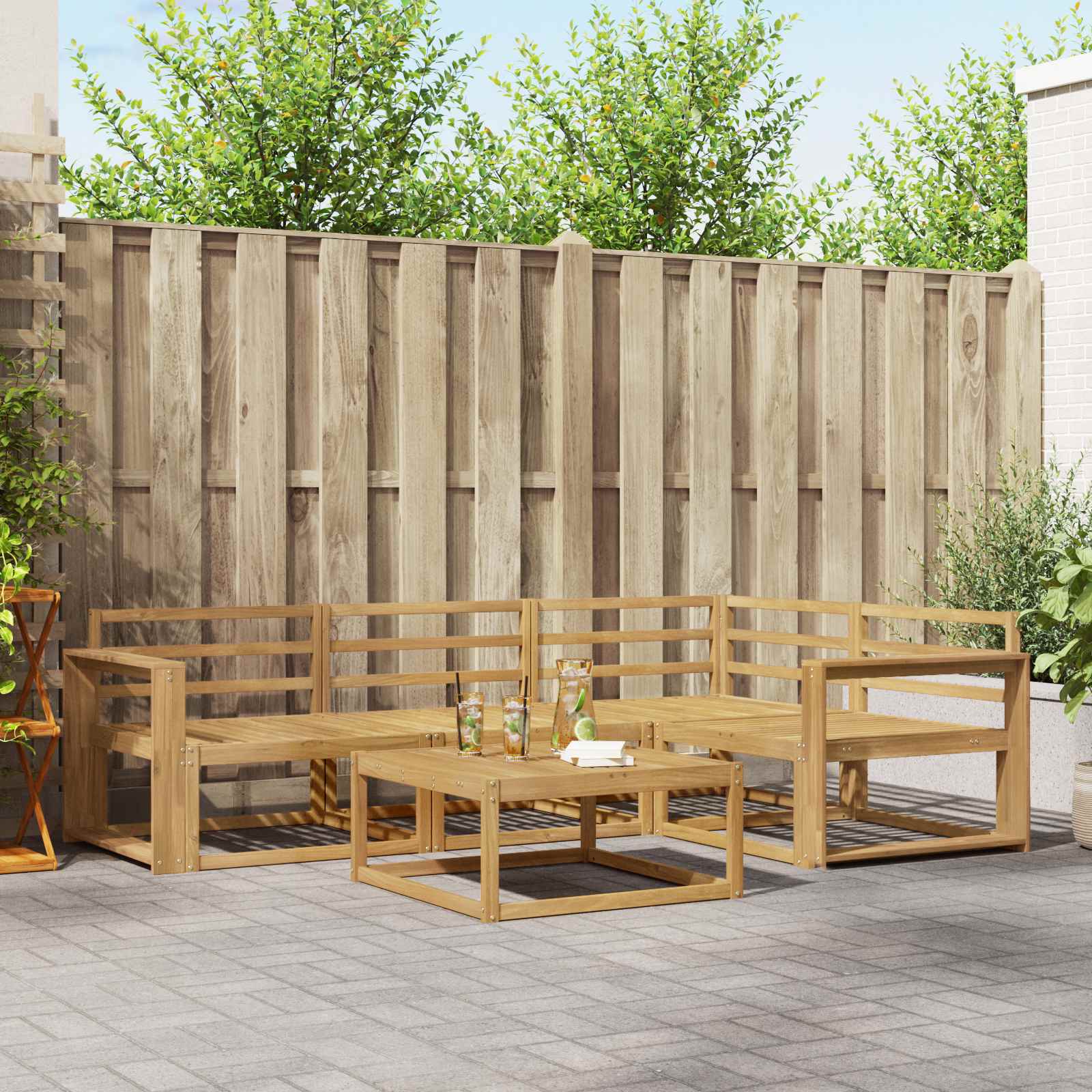 Σειρά Καναπέ Εξωτερικού 5 pcs Λευκό 79 x 79 x 37 εκ - Pakobazaar