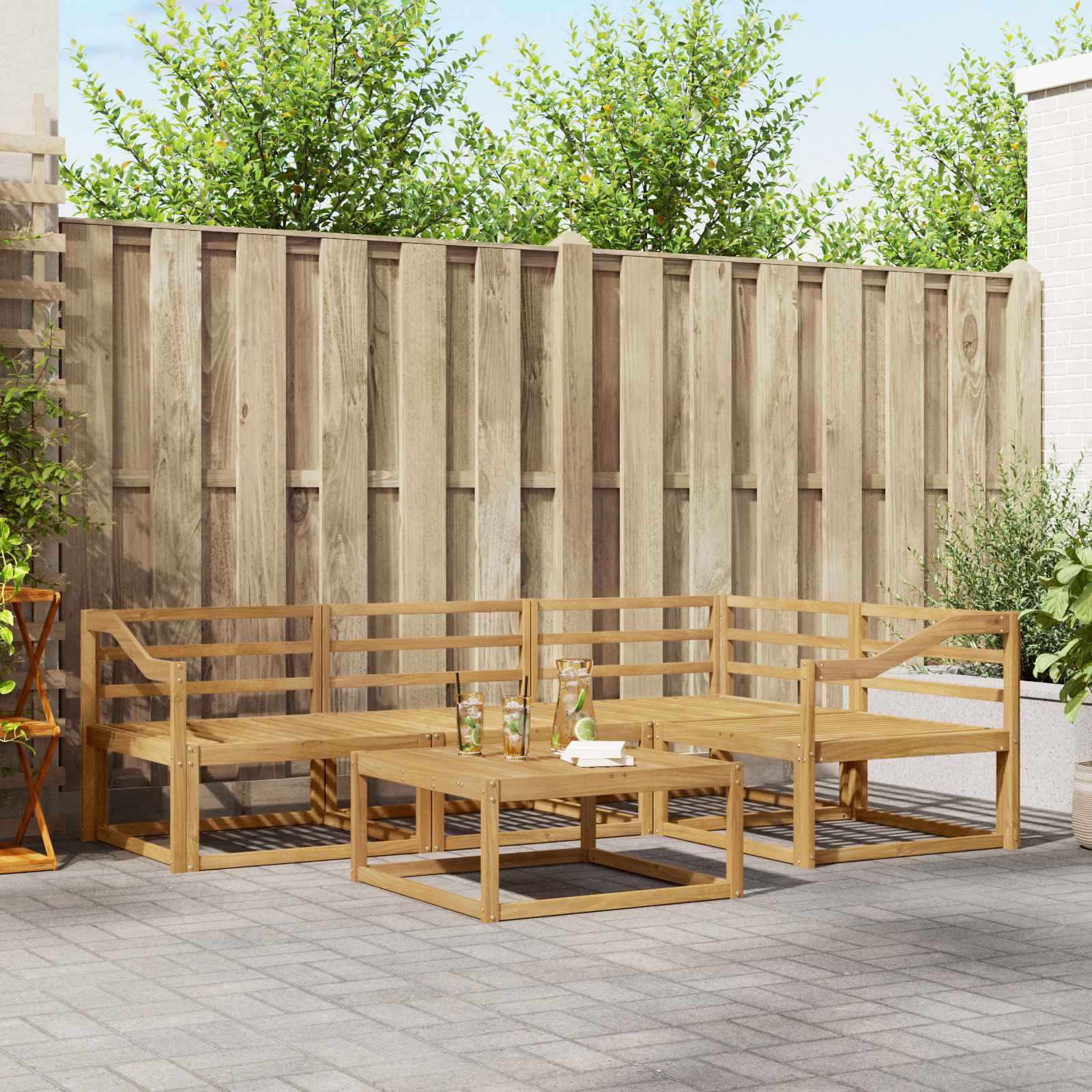 Σειρά Καναπέ Εξωτερικού 5 pcs Λευκό 79 x 79 x 37 εκ - Pakobazaar